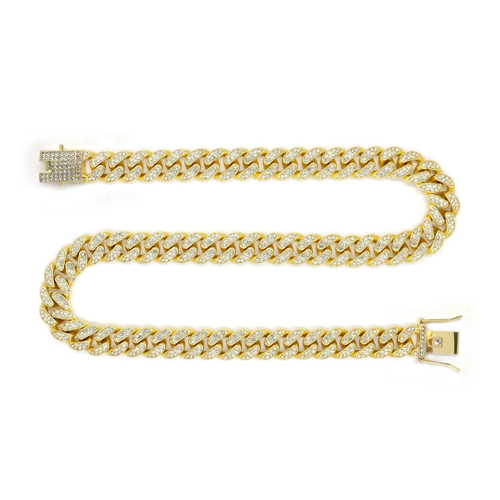 Alloy Full Diamond Cuban Oval String Necklaces