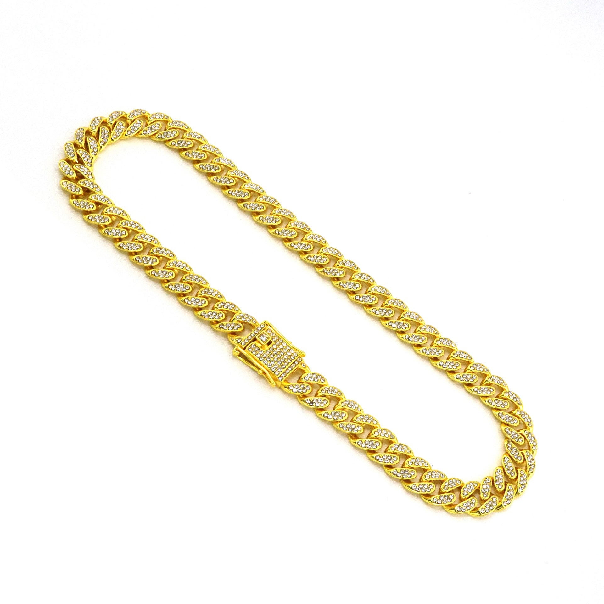 Alloy Full Diamond Cuban Oval String Necklaces