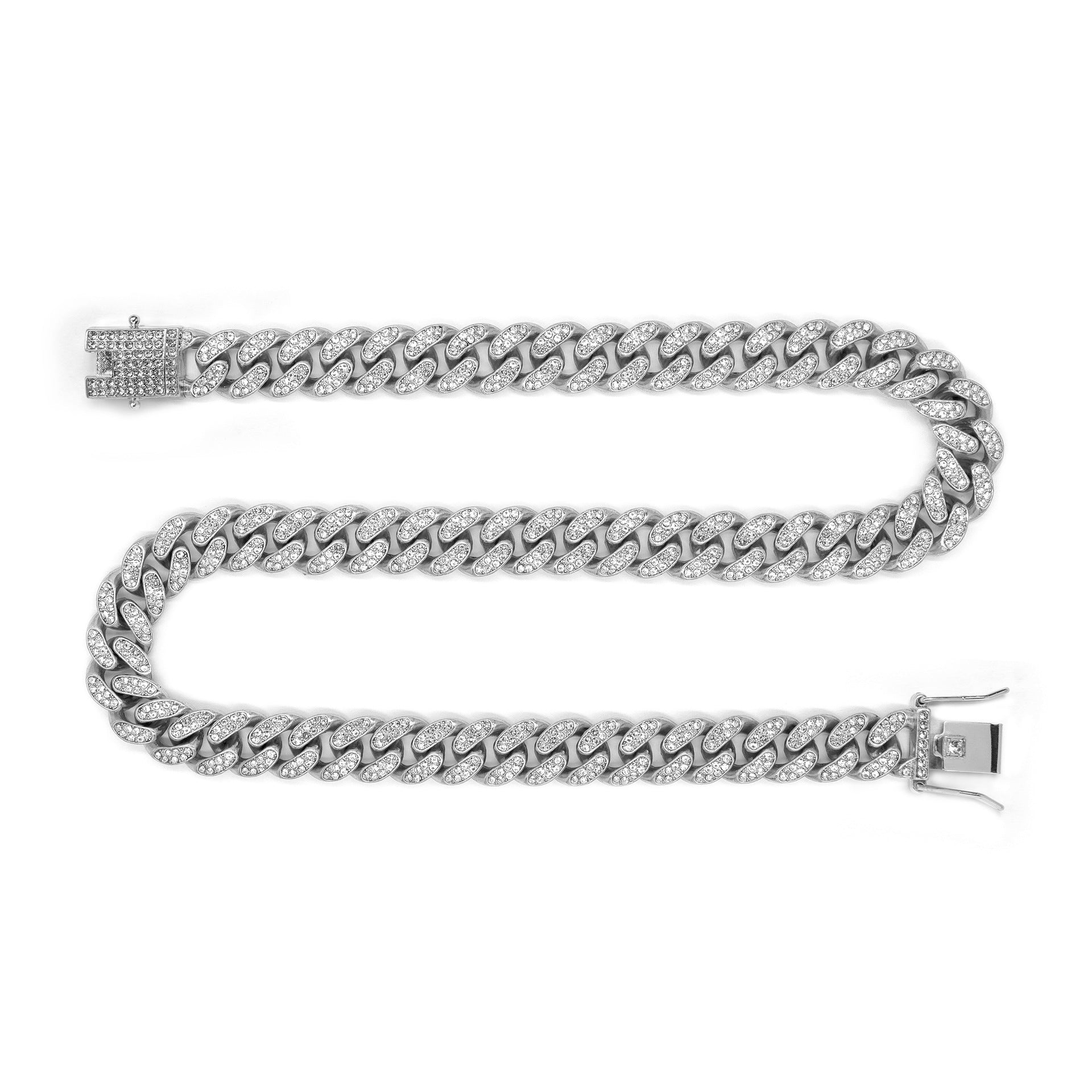 Alloy Full Diamond Cuban Oval String Necklaces