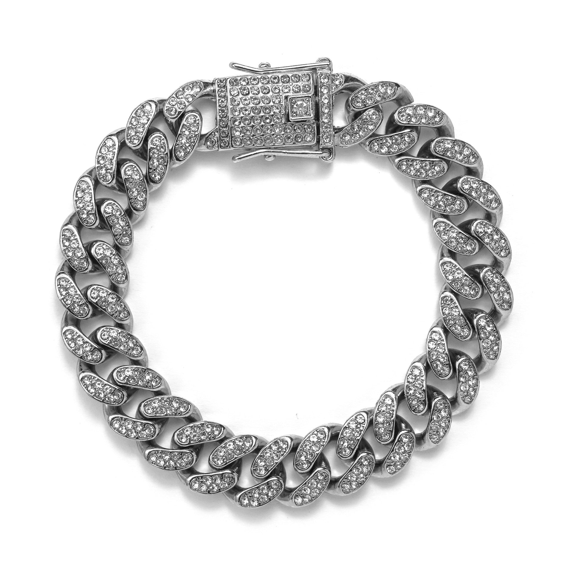 Alloy Full Diamond Cuban Oval String Necklaces