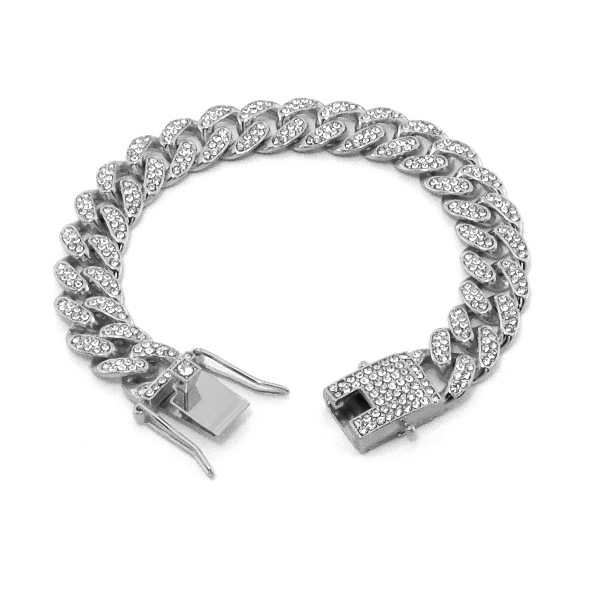 Alloy Full Diamond Cuban Oval String Necklaces